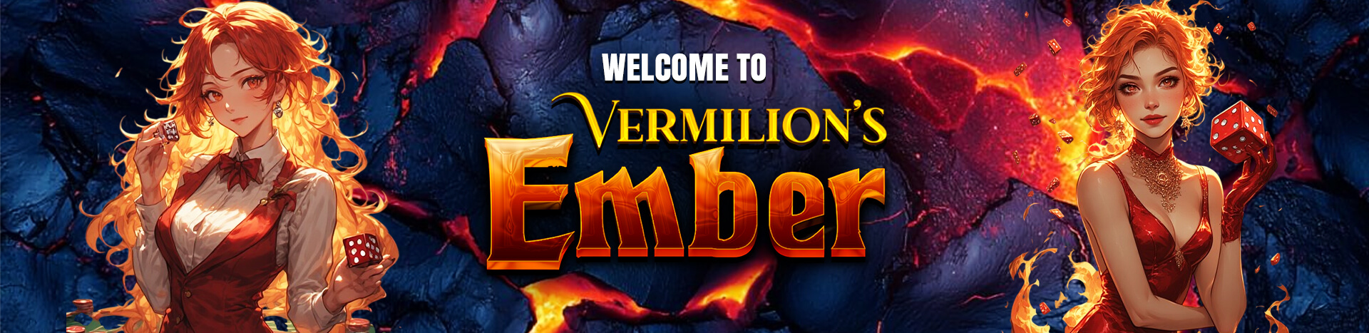 Vermilions Ember Casino main banner featuring a red ember-themed gaming atmosphere
